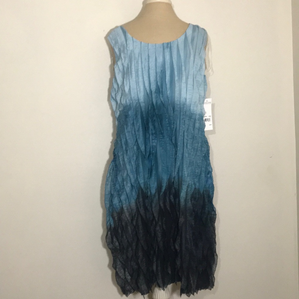 NOTATIONS BLUE GRAY BLACK OMBRÉ MINI DRESS NWT L